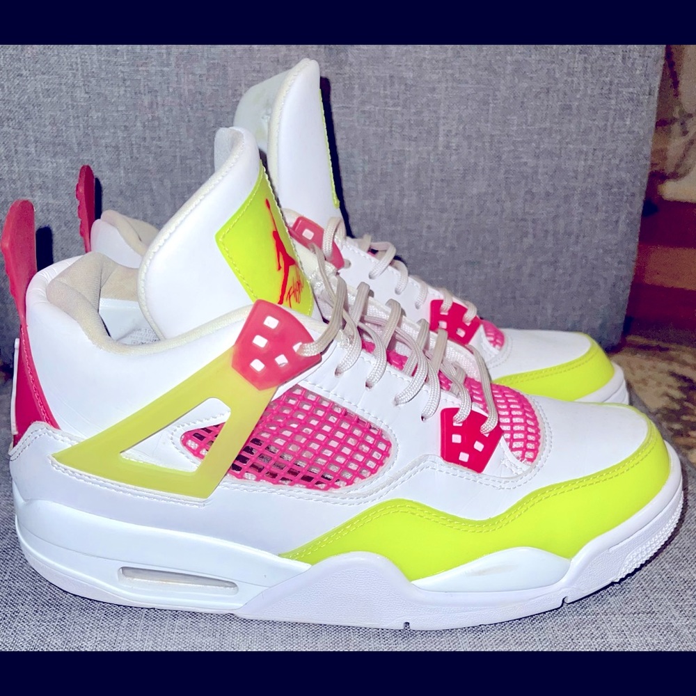 Air Jordan 4 lemon venom white pink